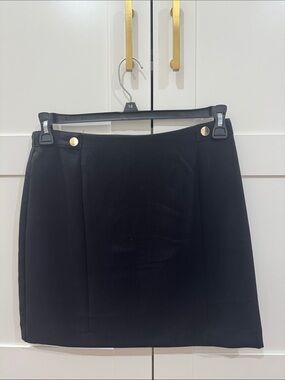H&M Black Mini Skirt with Gold Button Accents